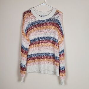 Madewell Baez Multicolor Stripe Pullover Sweater